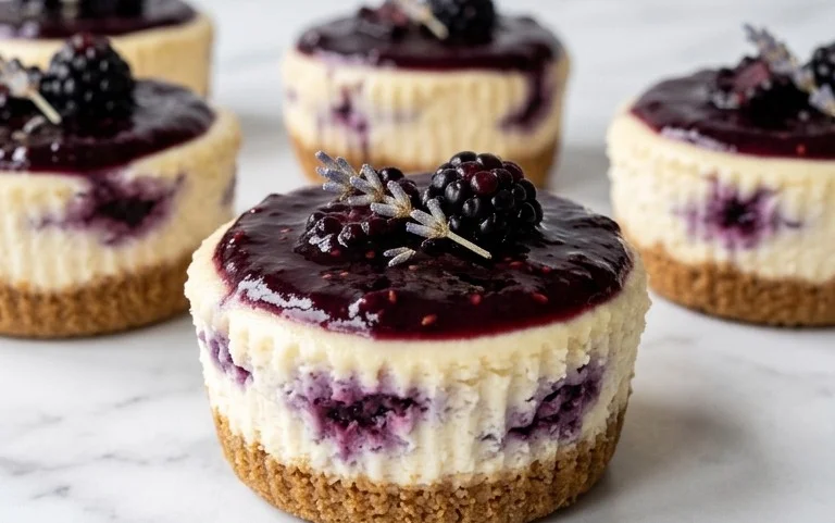 Mini Brombeer Lavendel Käsekuchen | Einfaches Rezept