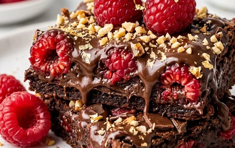 Triple Chocolate Raspberry Brownies